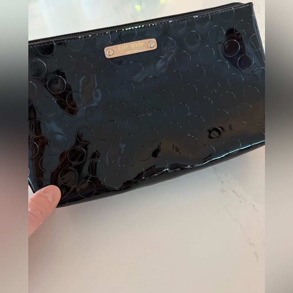 Kate Spade Black Embossed Cosmetic Bag